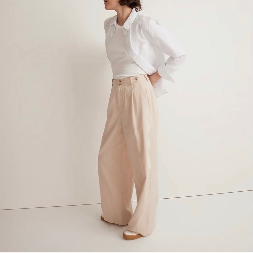 Madewell Harlow Wide Leg Pants in Cream size 6